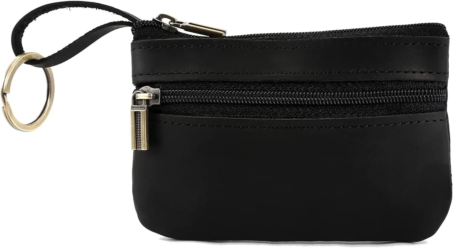 Coin Purse for Men,Coin Pouch for Men, Genuine Leather Mens Tray Purses Coin Purse Cash Change Wallet Key Holder Money Pouch (black)