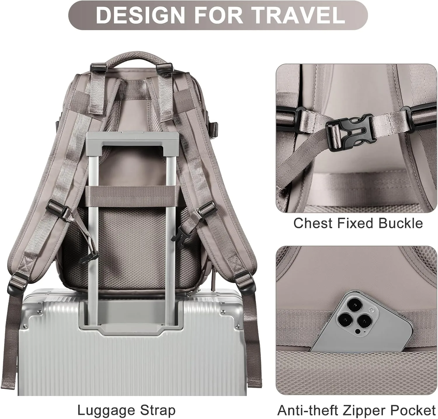 coofay Travel Backpack Carry on Flight Approved Mochila De Viaje Large Backpack for Travel Backpacks for Men Women Carry on Backpack for Airplanes Personal Item Travel Bag 18x14x8 Inches Travel Bag