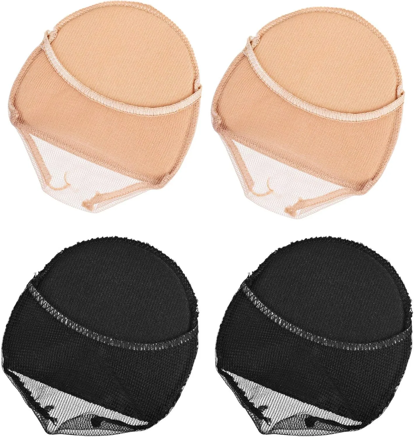Cosmos 2 Pairs Women's Sheer Toe Cover with Cushion Non-Skid Sole Forefoot Pads with Marble Pattern Drawstring Pouch Bag