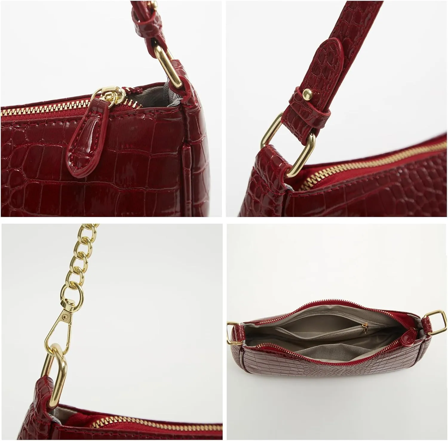 Crescent Shoulder Bag for Women Trendy Tote Handbag Purse Vegan Leather Clutch Handbag with 2 Removable Straps