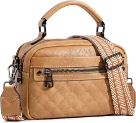 Crossbody Bags for Women Vegan Leather Shoulder Handbags Small Cross Body Purses for Women Trendy with Wide Strap