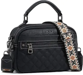 Crossbody Bags for Women Vegan Leather Shoulder Handbags Small Cross Body Purses for Women Trendy with Wide Strap
