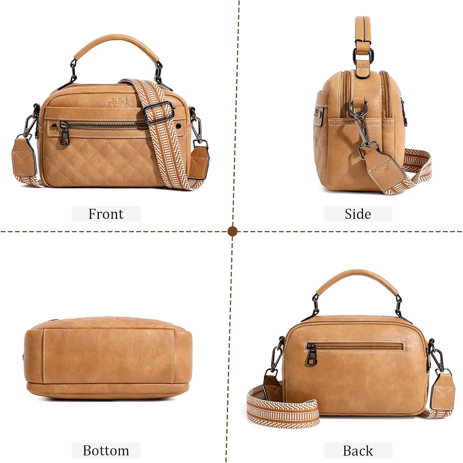 Crossbody Bags for Women Vegan Leather Shoulder Handbags Small Cross Body Purses for Women Trendy with Wide Strap