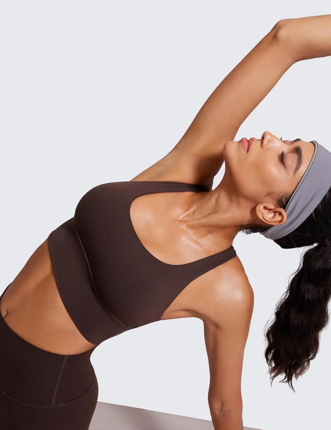 CRZ YOGA Womens Strappy Longline Sports Bra - Medium Impact Criss Cross Yoga Padded Workout Crop Top