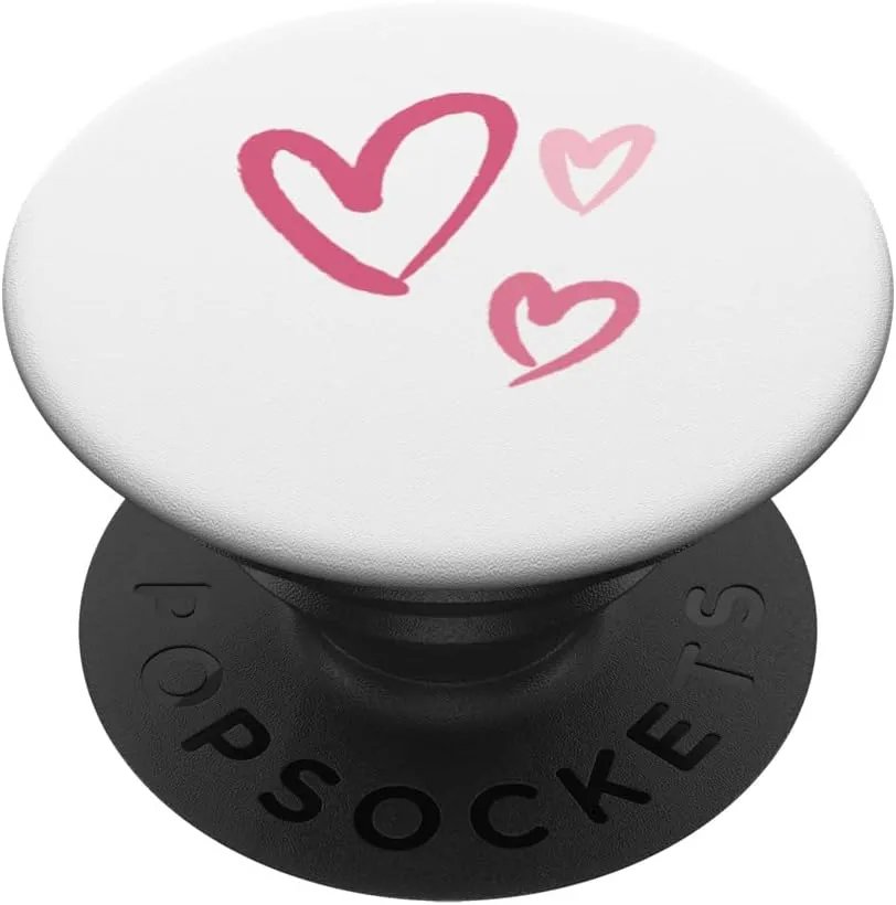 Cute Three Pink Hearts Of Love Minimalist Hand Drawn PopSockets Standard PopGrip