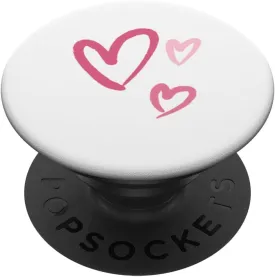Cute Three Pink Hearts Of Love Minimalist Hand Drawn PopSockets Standard PopGrip