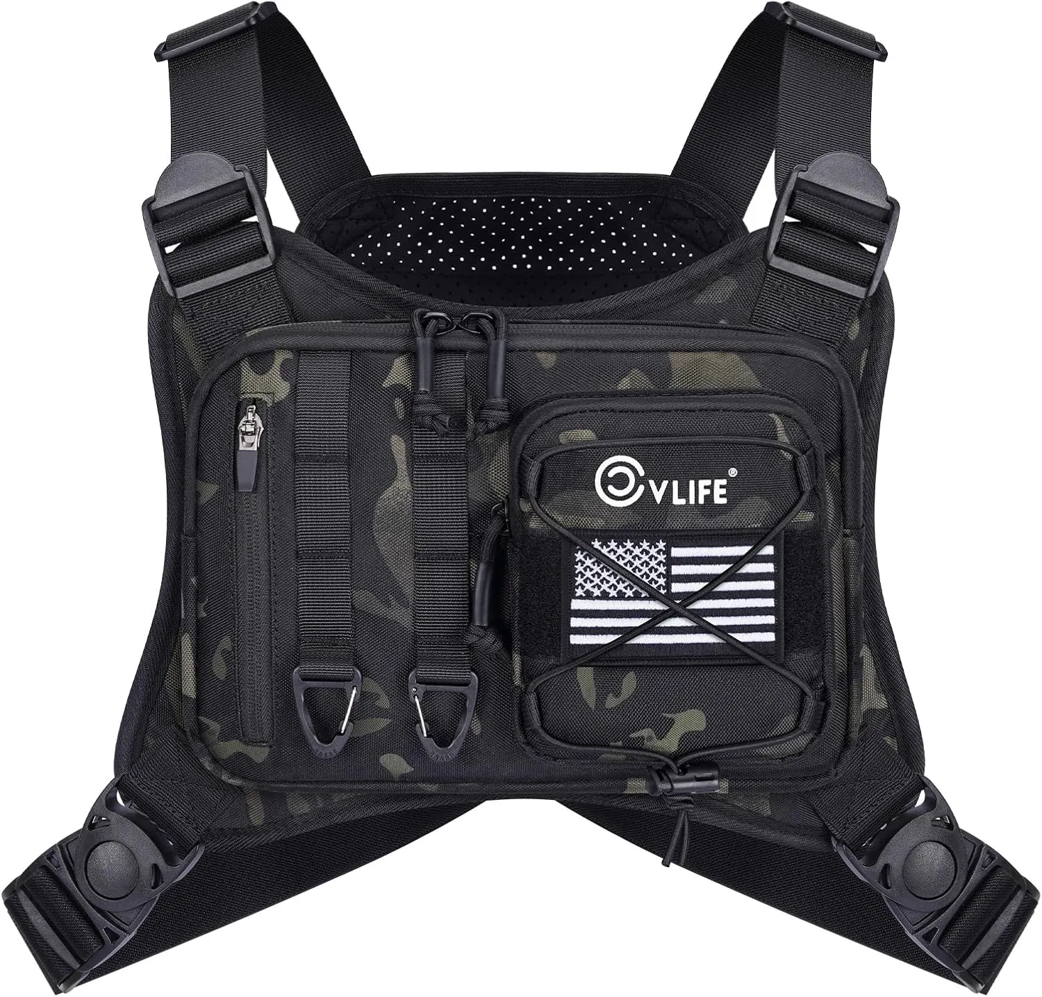 CVLIFE Outdoor Chest Bag for Men, Sports Chest Pack for Running, Lightweight EDC Bag with Extra Storage