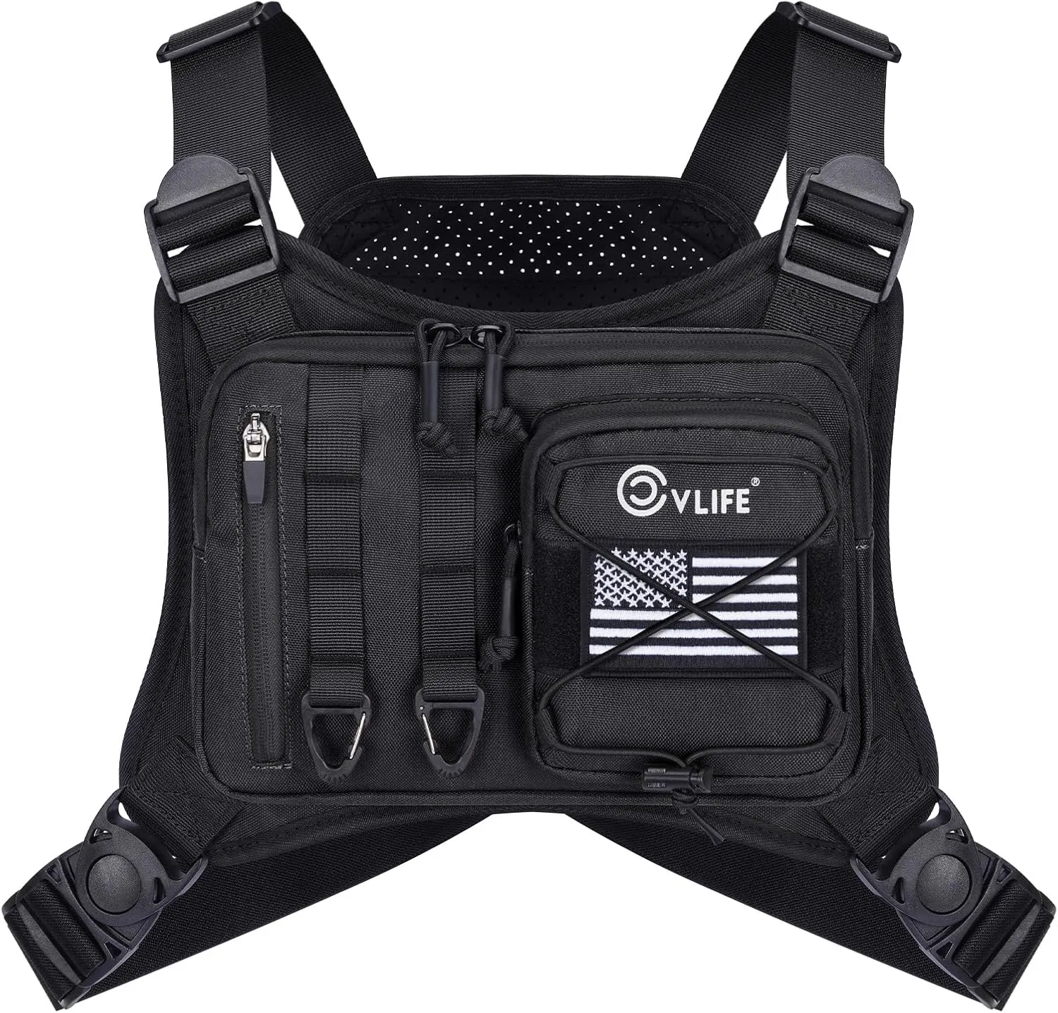 CVLIFE Outdoor Chest Bag for Men, Sports Chest Pack for Running, Lightweight EDC Bag with Extra Storage