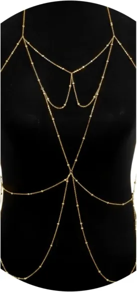 D.Bella Gold Body Chains for Women, Sexy Layered Belly Waist Chain Crossover Bikini Bra Chain, Summer Beach Rhinestone Body Jewelry