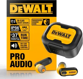 DEWALT Heavy Duty True Wireless Ear Buds, Bluetooth Headphones with Type C Charging Case Included, Over 30 Hours of Battery Life, Easy Setup for iPhone, Perfect for Jobsite, Outdoor Work