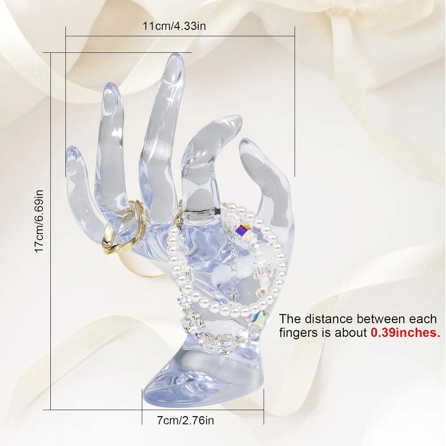 DI QIU REN Hand Form Ring Holder Jewelry Display Holder, Clear Room Decor Aesthetic Bracelet Ring Watch Stand Support Holder Preppy Jewelry Holder for Y2k Room Decor