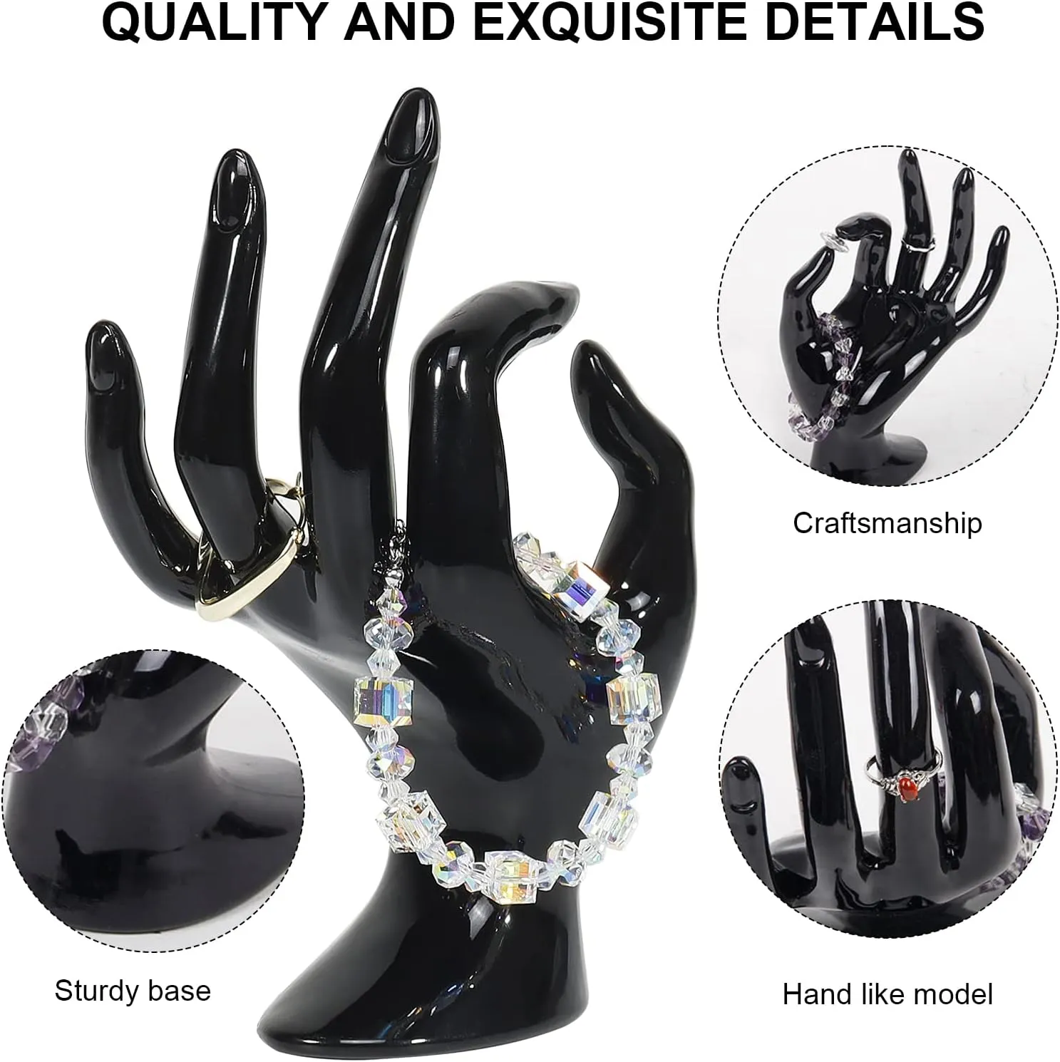 DI QIU REN Hand Form Ring Holder - Jewelry Display Stand, Black Room Decor Aesthetic Bracelet Ring Watch Support, Preppy Y2k Holder