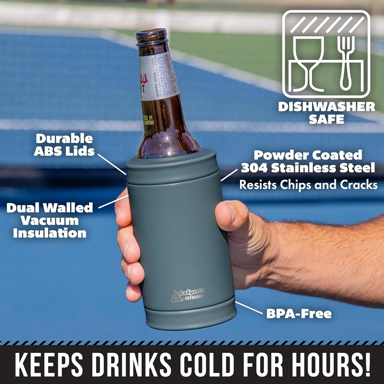 DUALIE 3 in 1 Insulated Can Cooler - 15  Colors - Universal Size for 12 oz Cans, Slim Cans, and Bottles