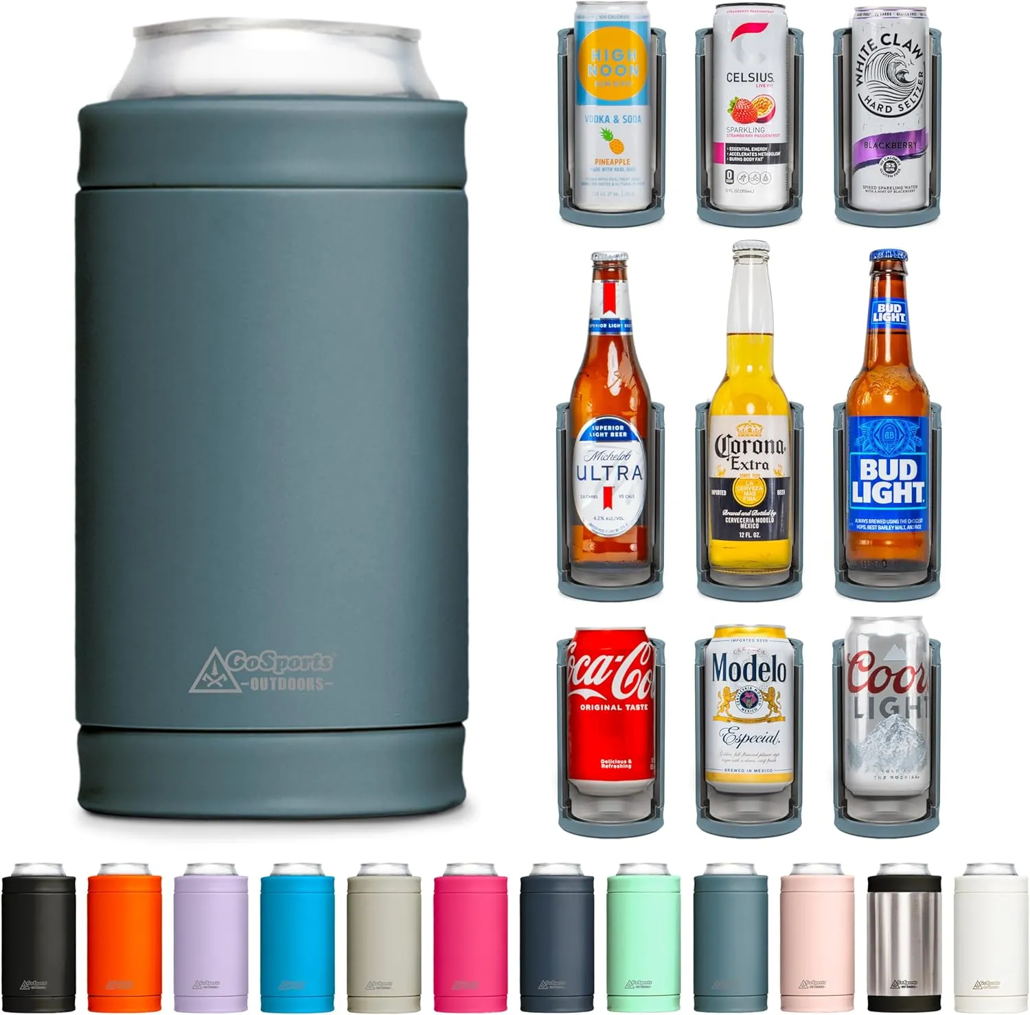 DUALIE 3 in 1 Insulated Can Cooler - 15  Colors - Universal Size for 12 oz Cans, Slim Cans, and Bottles