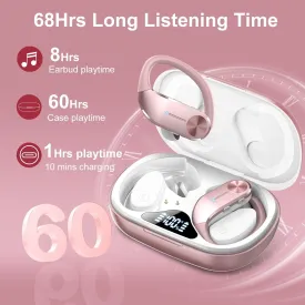 Ear buds Wireless Bluetooth Earbuds Sport 2024 NEW Bluetooth 5.3 Headphones 68H Playtime with LED Display Powerful Bass Over Ear Earphones with Earhooks IP8 Waterproof for Workout/Running/Gym