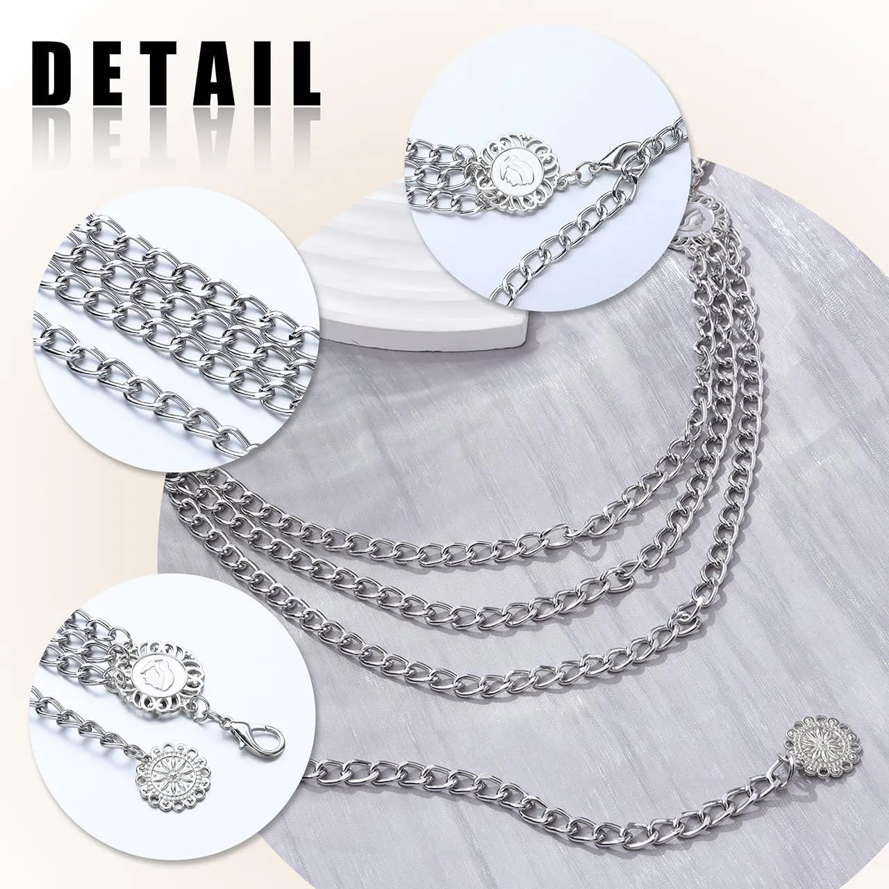 Eigso Metal Waist Belt for Women Western Jeans Belts for Woman Wrap Waists Chains Dress