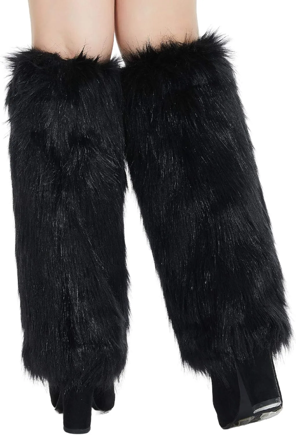 Faux Fur Leg Warmers - Womens Winter Warm Fur Boot Cuffs Covers, Cozy, Christmas, Halloween, Unicorn, Hippie Costume