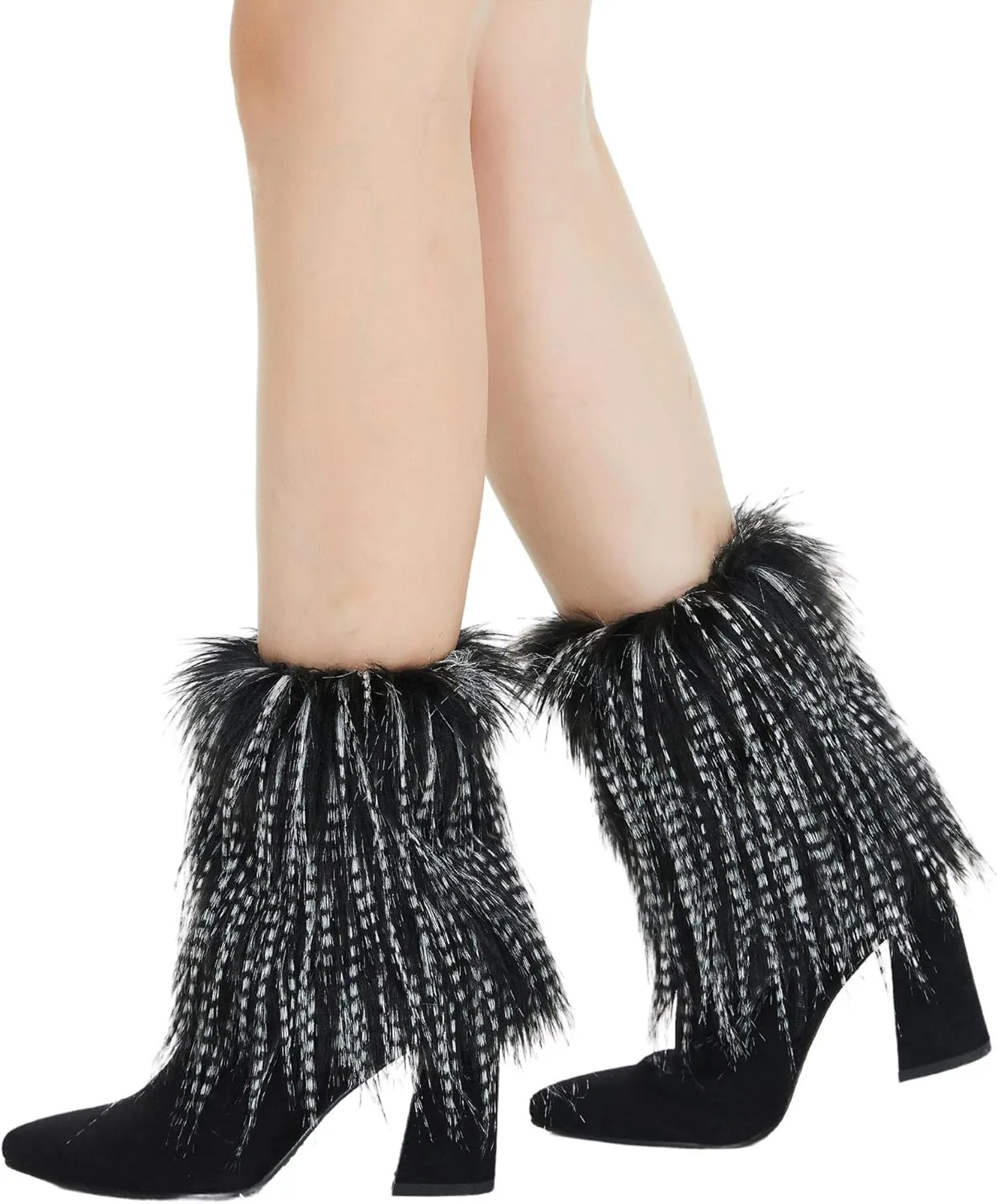 Faux Fur Leg Warmers - Womens Winter Warm Fur Boot Cuffs Covers, Cozy, Christmas, Halloween, Unicorn, Hippie Costume