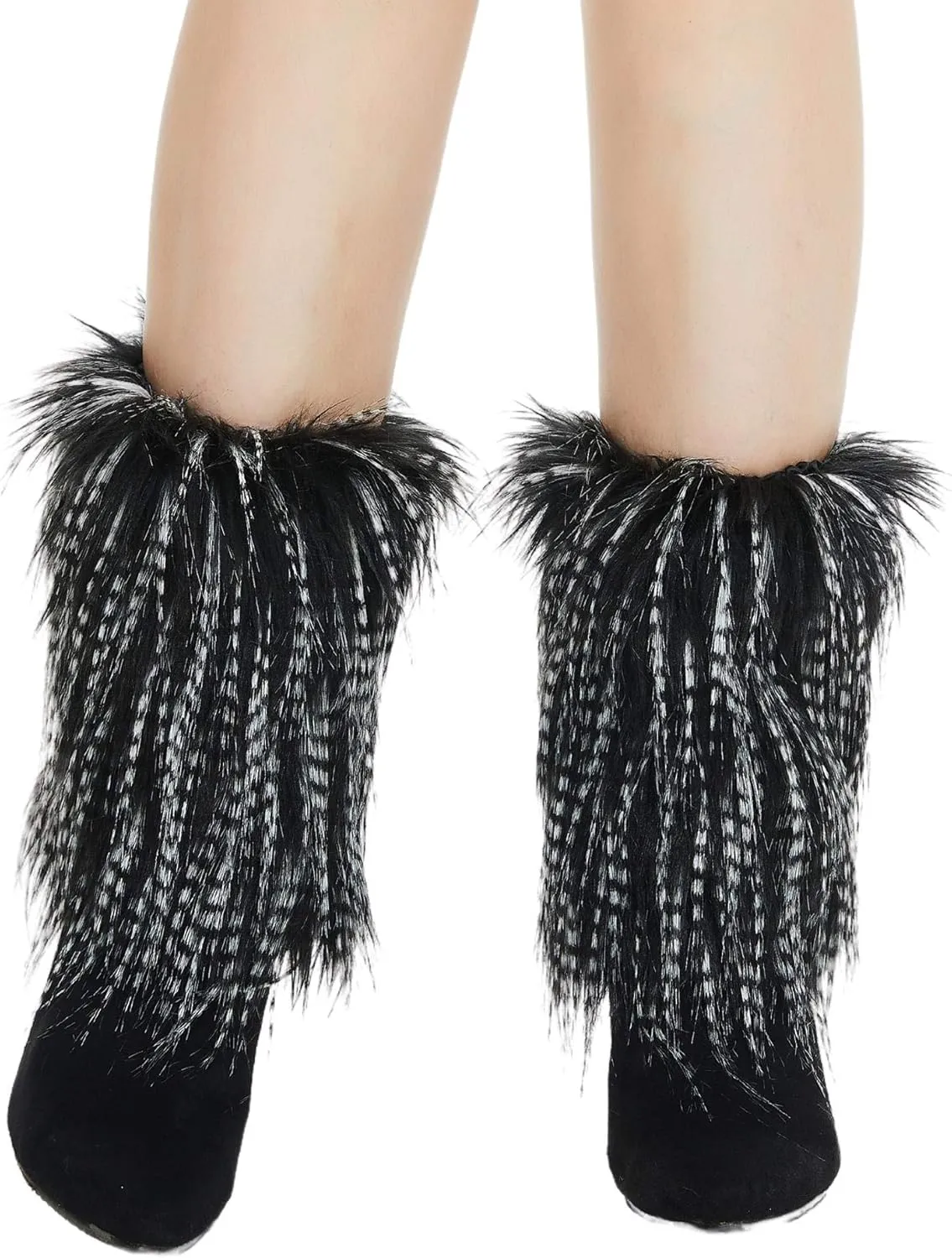 Faux Fur Leg Warmers - Womens Winter Warm Fur Boot Cuffs Covers, Cozy, Christmas, Halloween, Unicorn, Hippie Costume