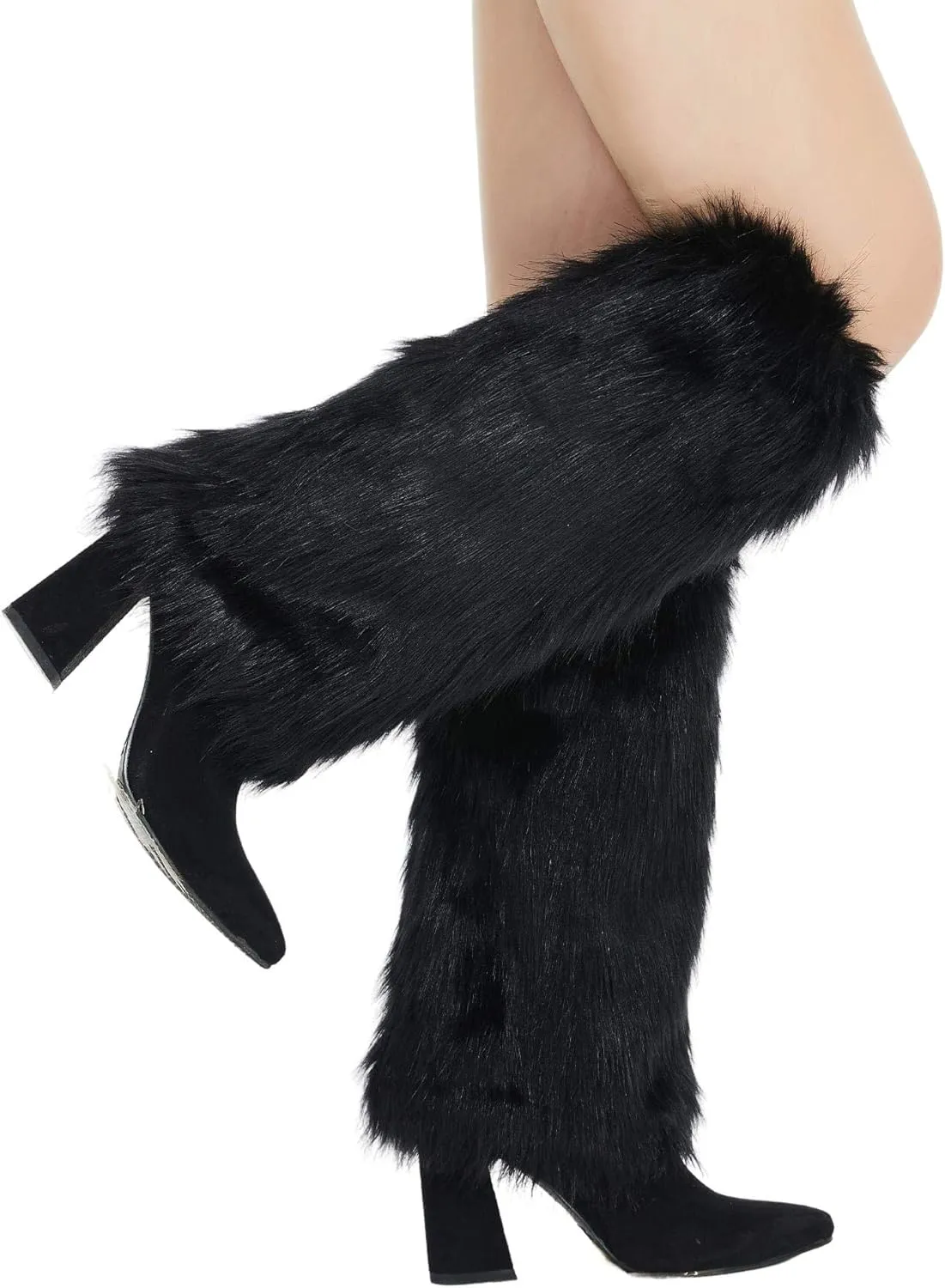 Faux Fur Leg Warmers - Womens Winter Warm Fur Boot Cuffs Covers, Cozy, Christmas, Halloween, Unicorn, Hippie Costume