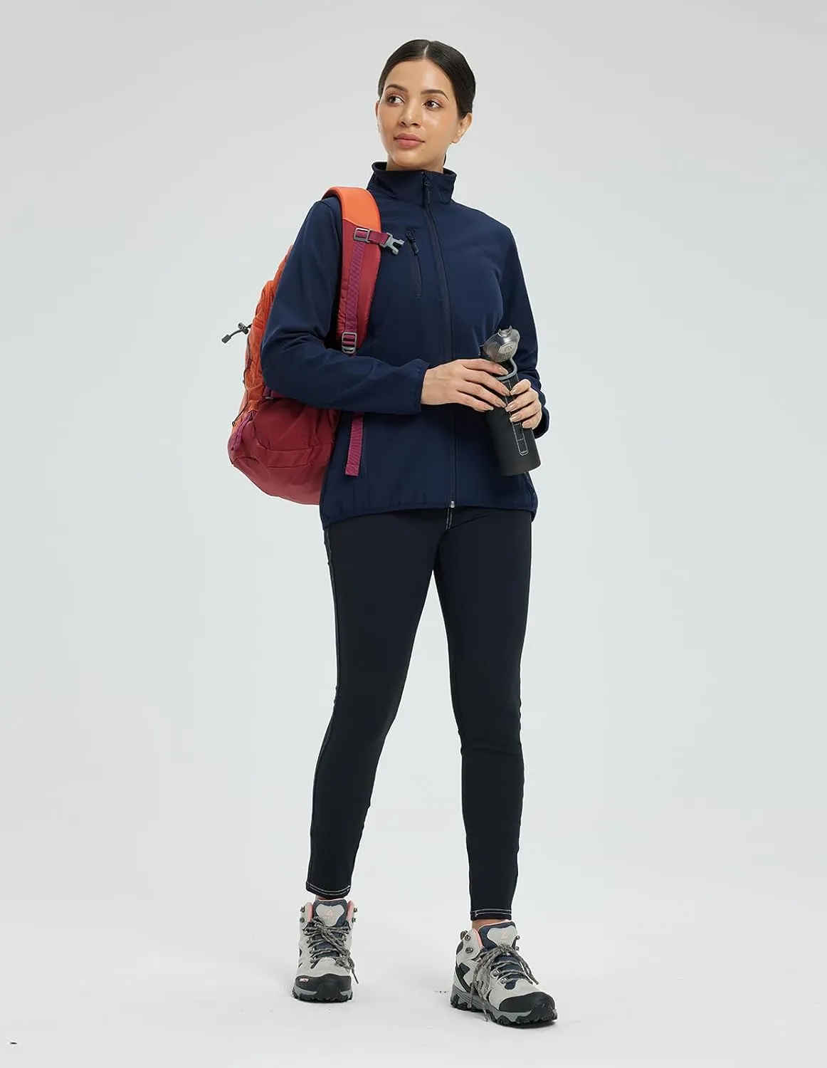 fit space Women's Softshell Jacket, Fleece Lined Warm Lightweight Windbreaker, Insulated Shell for Hiking Outdoors