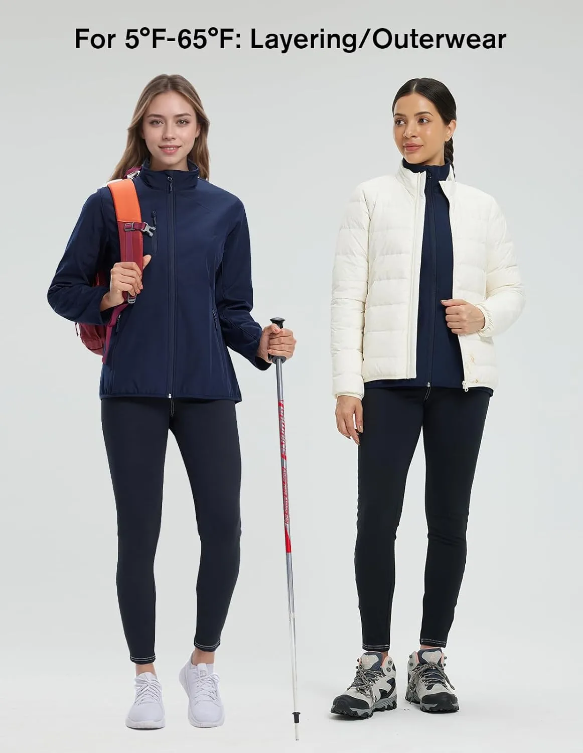 fit space Women's Softshell Jacket, Fleece Lined Warm Lightweight Windbreaker, Insulated Shell for Hiking Outdoors