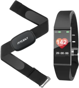 FITCENT Heart Rate Monitor Chest Strap with Fitness Tracker, ANT  5.3Khz Bluetooth Heart Rate Monitor Compatible with Polar Garmin DDP Yoga, HR Sensor with Sports Bracelet