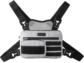 Fitdom Tactical Inspired Sports Utility Chest Pack. Chest Bag For Men With Built-In Phone Holder. This EDC Rig Pouch Vest is Perfect For Workouts, Cycling & Hiking