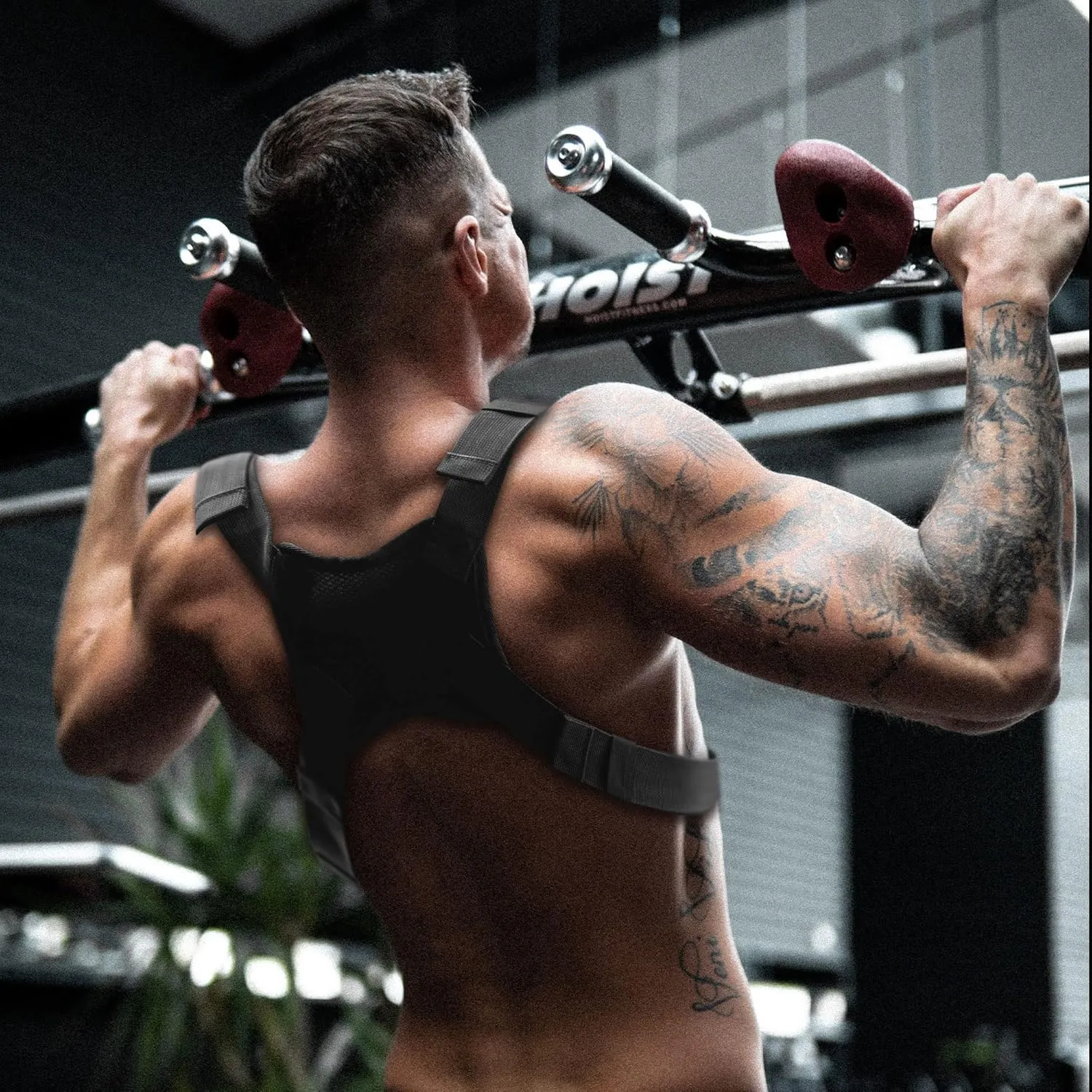 Fitdom Tactical Inspired Sports Utility Chest Pack. Chest Bag For Men With Built-In Phone Holder. This EDC Rig Pouch Vest is Perfect For Workouts, Cycling & Hiking