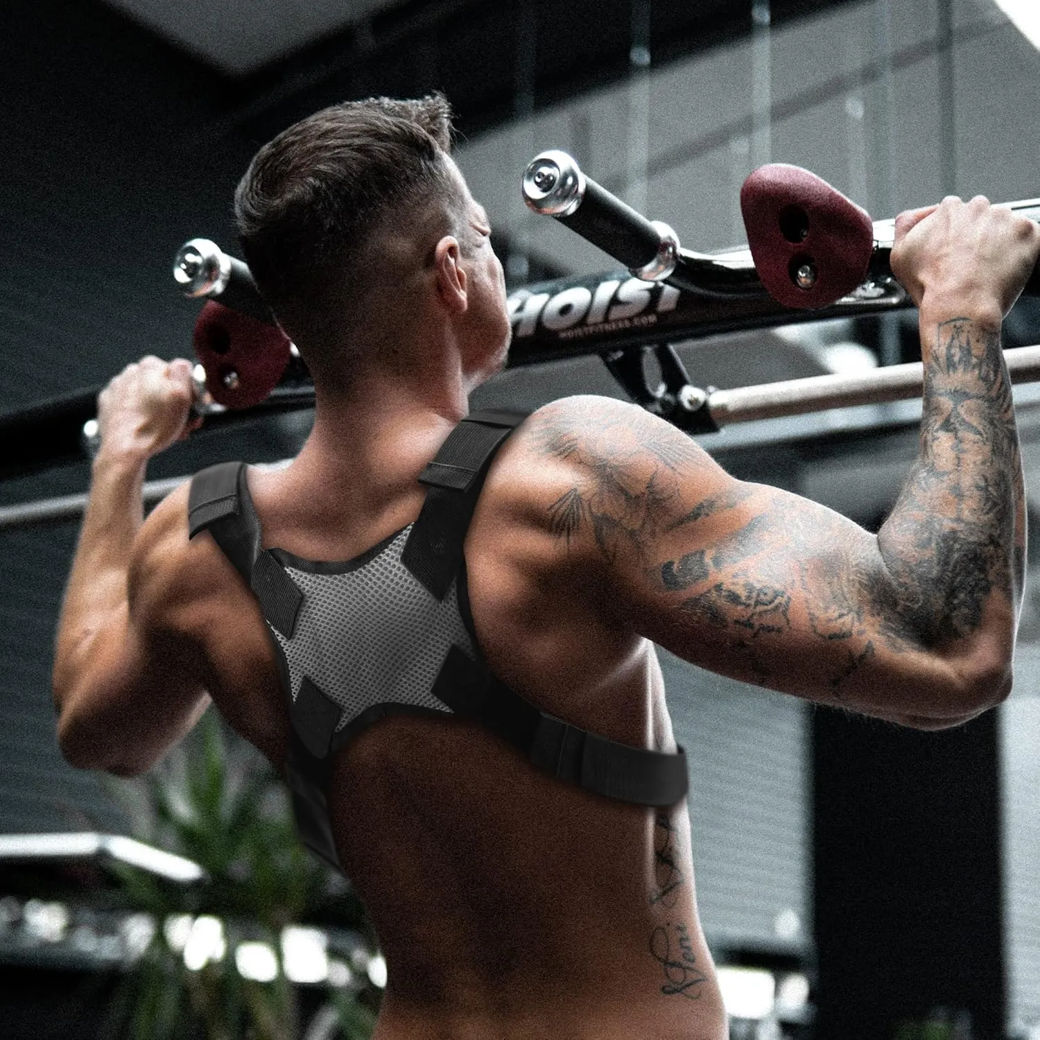 Fitdom Tactical Inspired Sports Utility Chest Pack. Chest Bag For Men With Built-In Phone Holder. This EDC Rig Pouch Vest is Perfect For Workouts, Cycling & Hiking