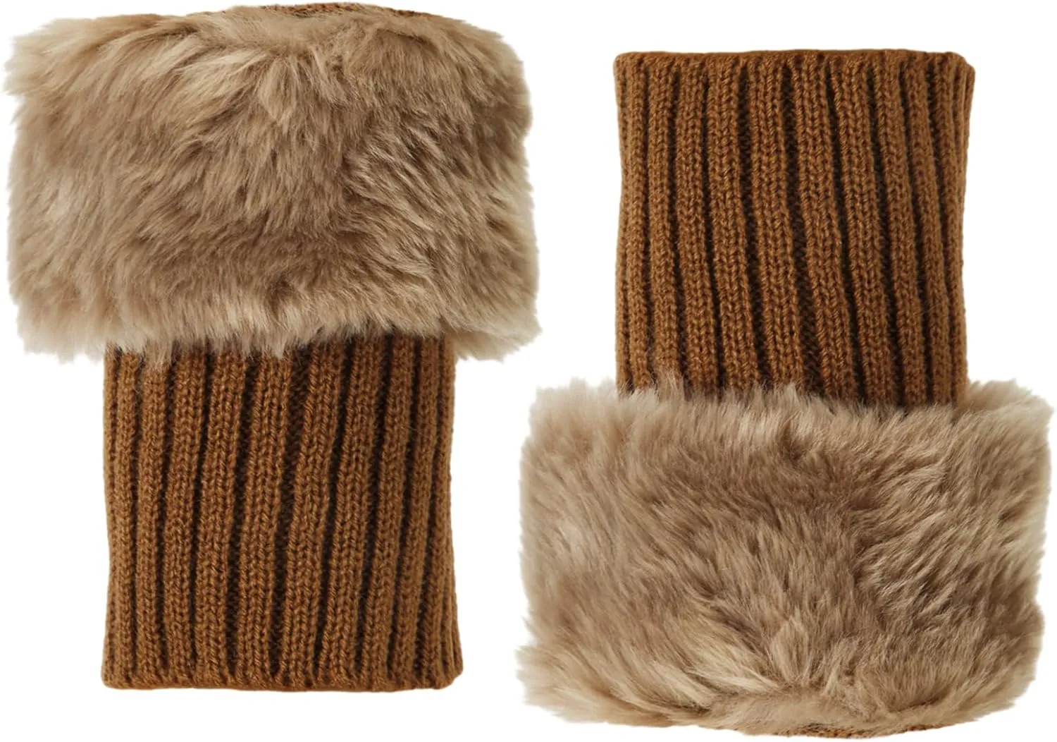 Fluffy Leg Warmers, 7 inch Furry Wrist Faux Fur Trim Cuffs Fuzzy Knitted Boot Covers Winter Plush Socks for Women