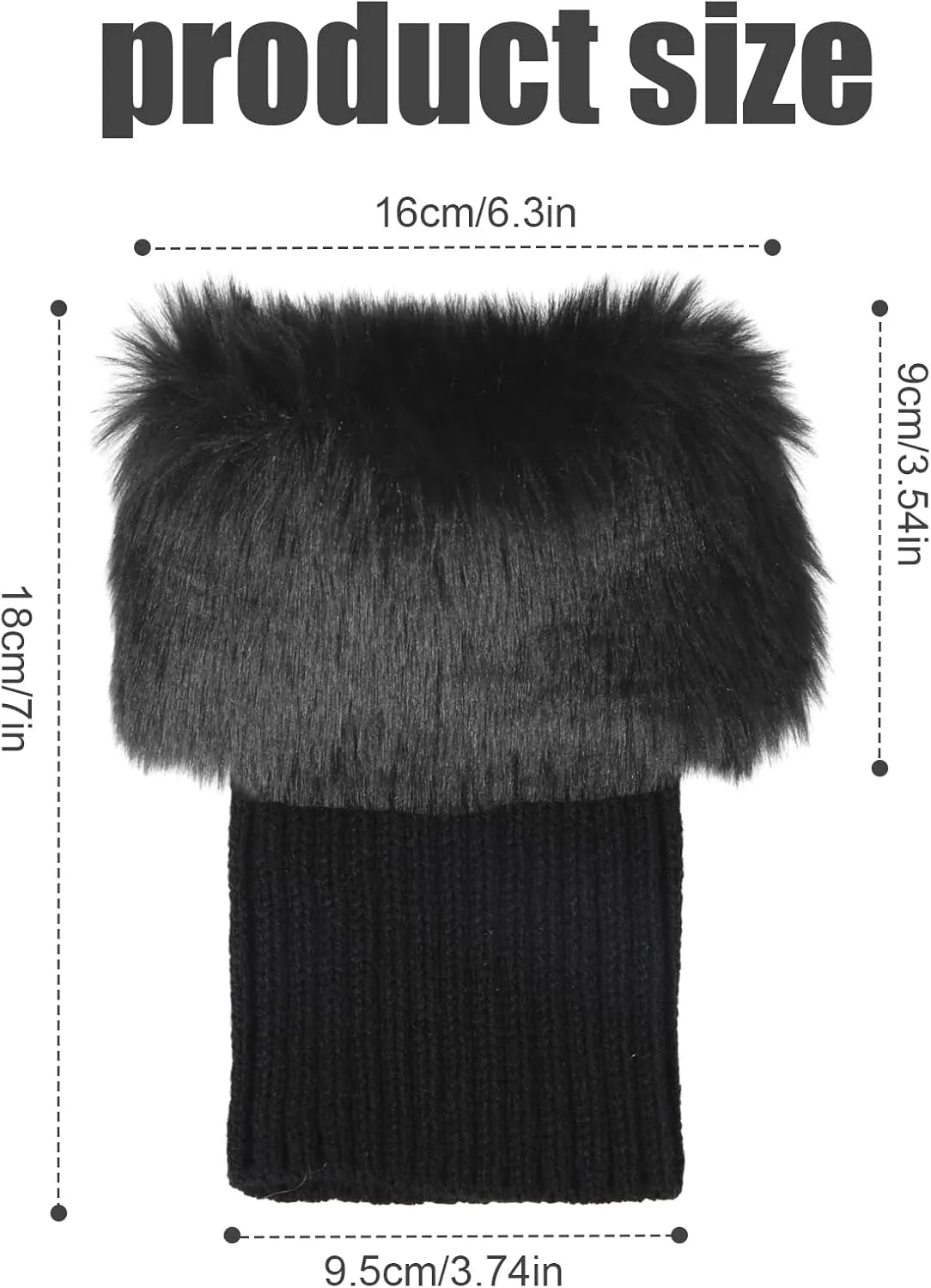 Fluffy Leg Warmers, 7 inch Furry Wrist Faux Fur Trim Cuffs Fuzzy Knitted Boot Covers Winter Plush Socks for Women