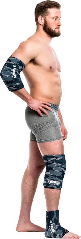 FreezeSleeve Ice and Heat Therapy Sleeve | Reusable Ice Pack Flexible Gel Compression Sleeve for Pain Relief and Recovery of Elbow Knee Ankle Leg Wrist Injuries | Blue Camo X Large