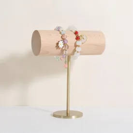 GemeShou White bracelet holder stand for selling, wood bracelet organizers and storage, retail bracelet hanger display for boutique Home DecorBeech Brass Bracelet Holder-Low
