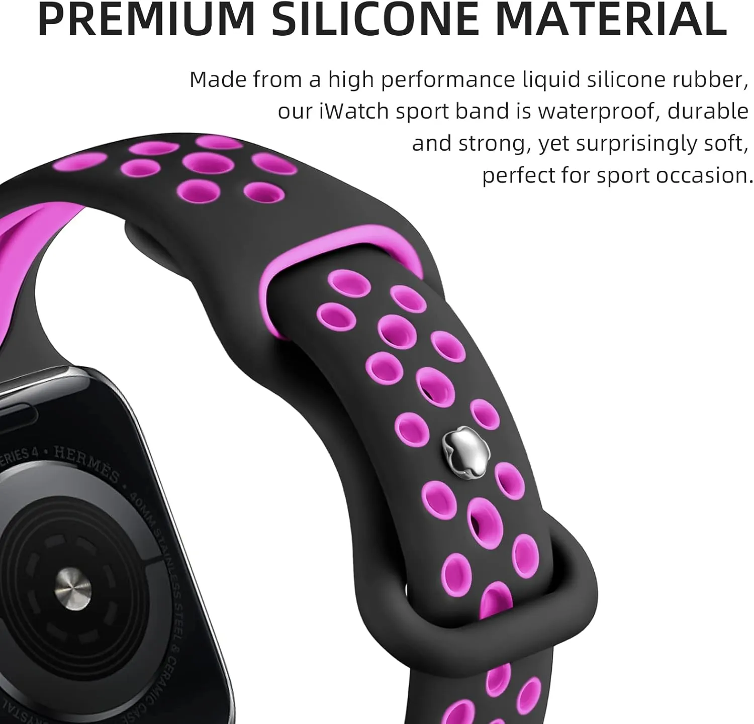 Getino Compatible with Apple Watch Band 40mm 38mm 41mm 42m 46mm 44mm 45mm 49mm for Women Men iwatch SE Ultra Series 10 9 8 7 6 5 4 3 2 1, Durable Breathable Soft Silicone Slim Sport Replacement Bands
