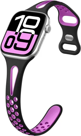 Getino Compatible with Apple Watch Band 40mm 38mm 41mm 42m 46mm 44mm 45mm 49mm for Women Men iwatch SE Ultra Series 10 9 8 7 6 5 4 3 2 1, Durable Breathable Soft Silicone Slim Sport Replacement Bands