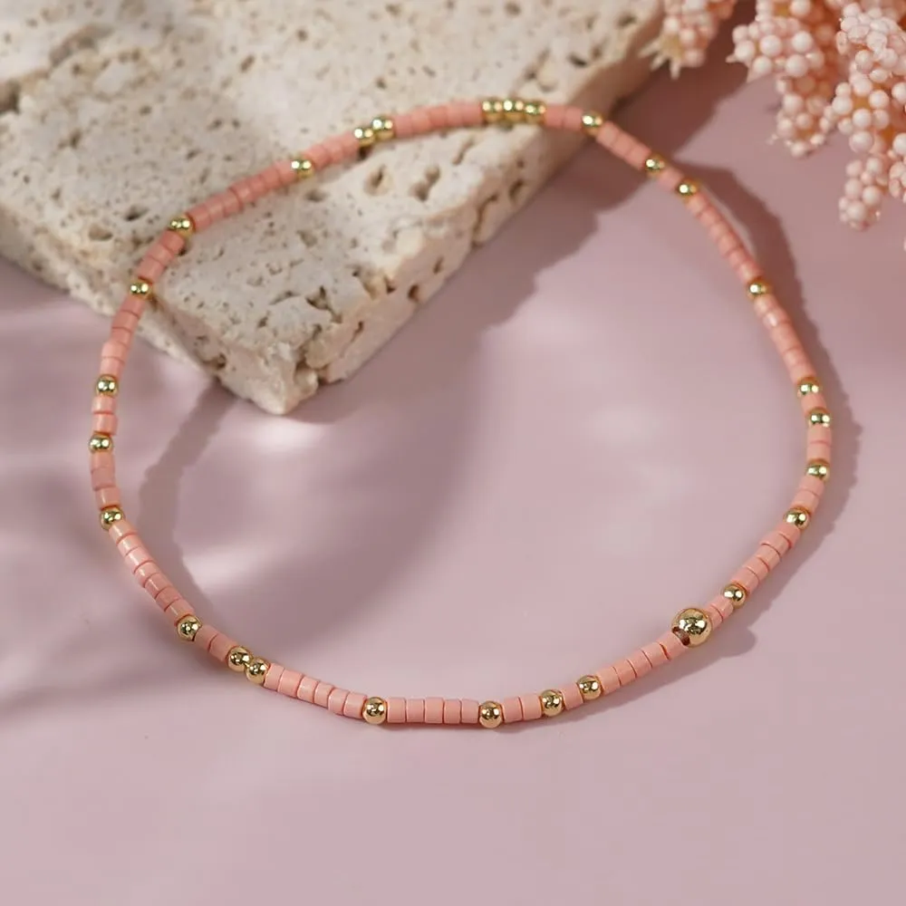 Gold Seed Beaded Bracelets Set for Women, 6Pcs Colorful Boho Friendship Beads Stackable Stretch Bracelet Summer Beach Jewelry Gift