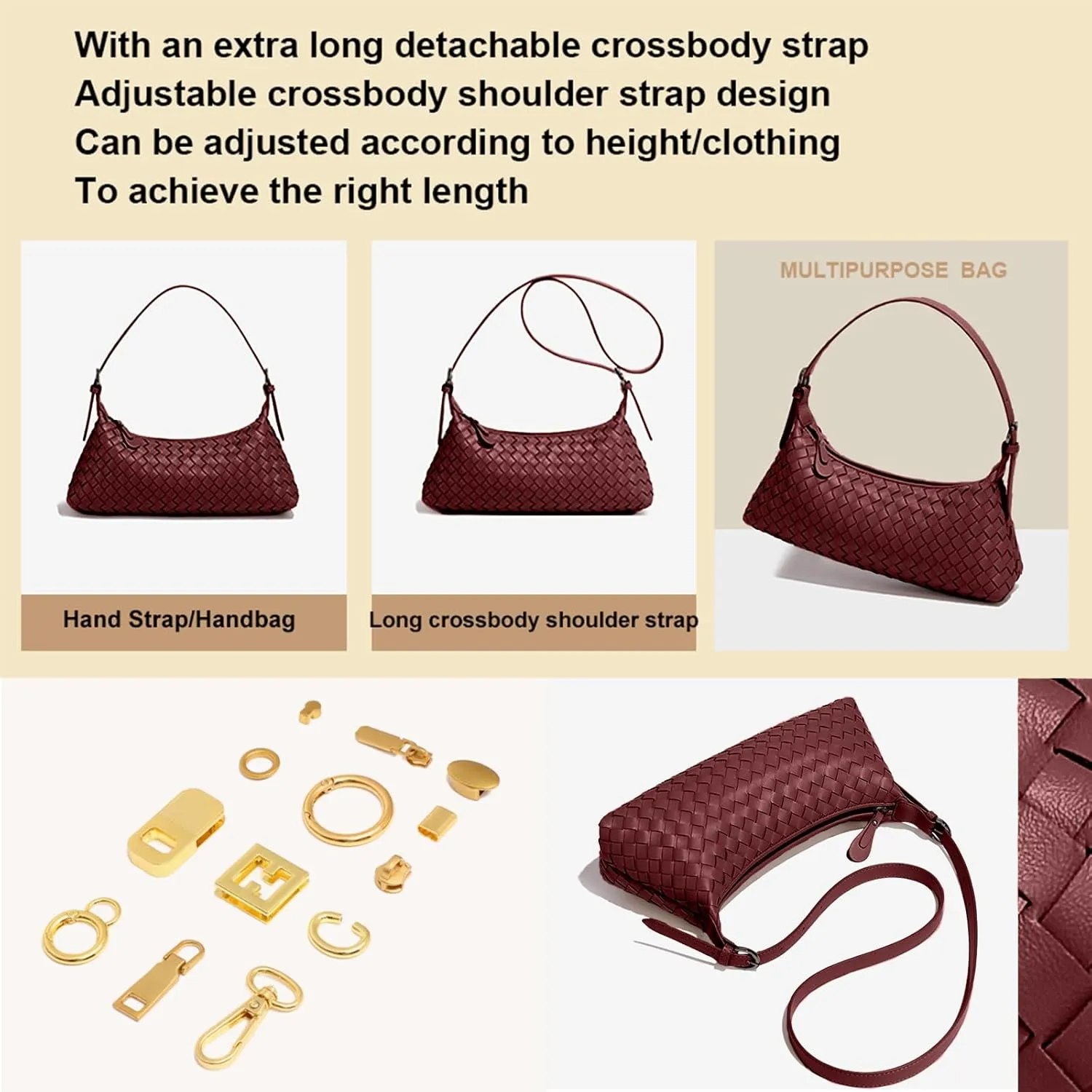 Handbags Shoulder Bags for Women Small Bags Women's Woven Tote Bag Crossbody Handbag Travel Hand Bag Purse Hobo