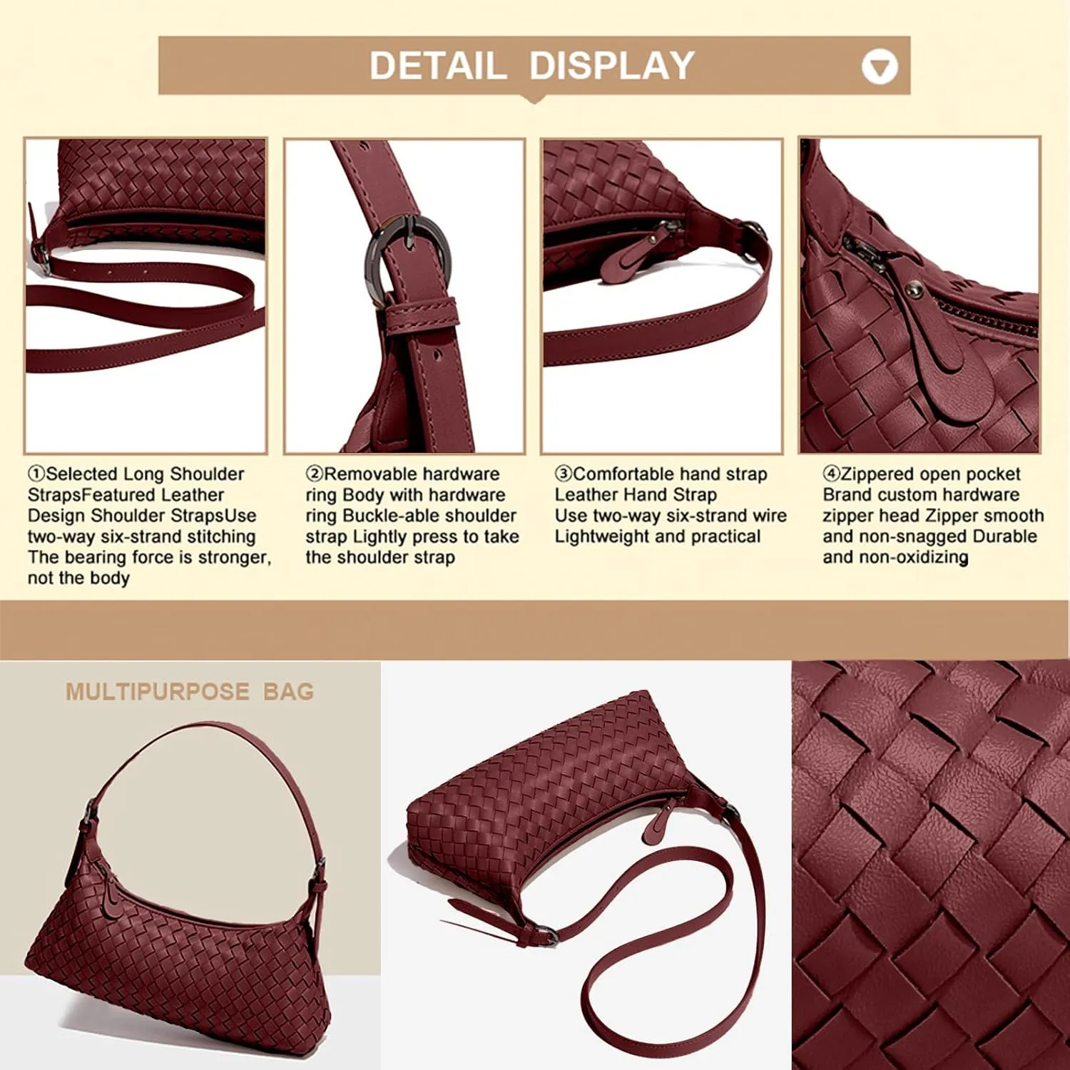 Handbags Shoulder Bags for Women Small Bags Women's Woven Tote Bag Crossbody Handbag Travel Hand Bag Purse Hobo