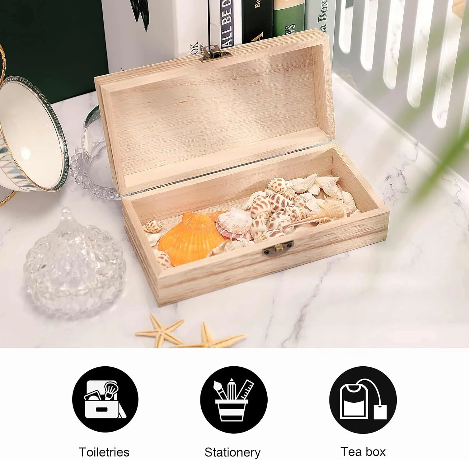 Japanese Carp Wooden Storage Box with Hinged Lock, Decorative Handmade Keepsake Jewelry Chest, Elegant Retro Decor Boxes, Compact Organizer Box for Home, Wedding, Gifts