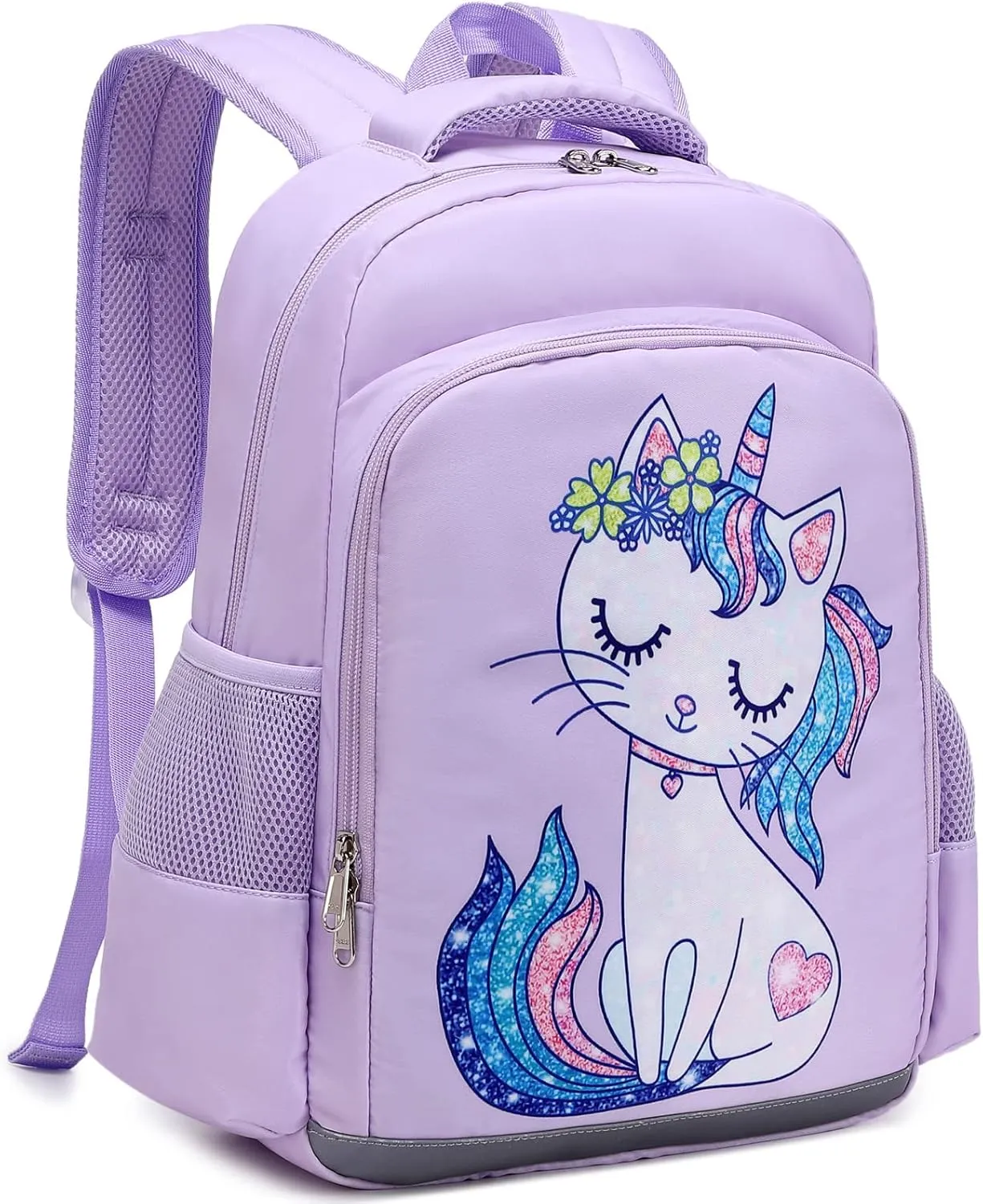 JIANYA Kids Backpack for Girls, Preschool Kindergarten School Bag with Lunch Box & Chest Strap, 15" Tall