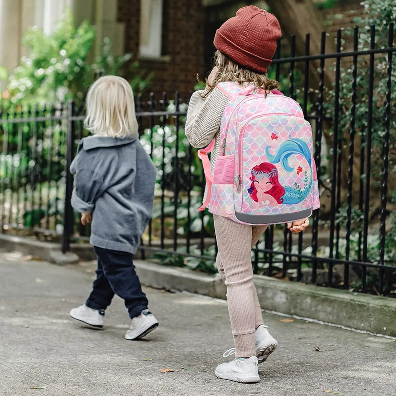 JIANYA Kids Backpack for Girls, Preschool Kindergarten School Bag with Lunch Box & Chest Strap, 15" Tall