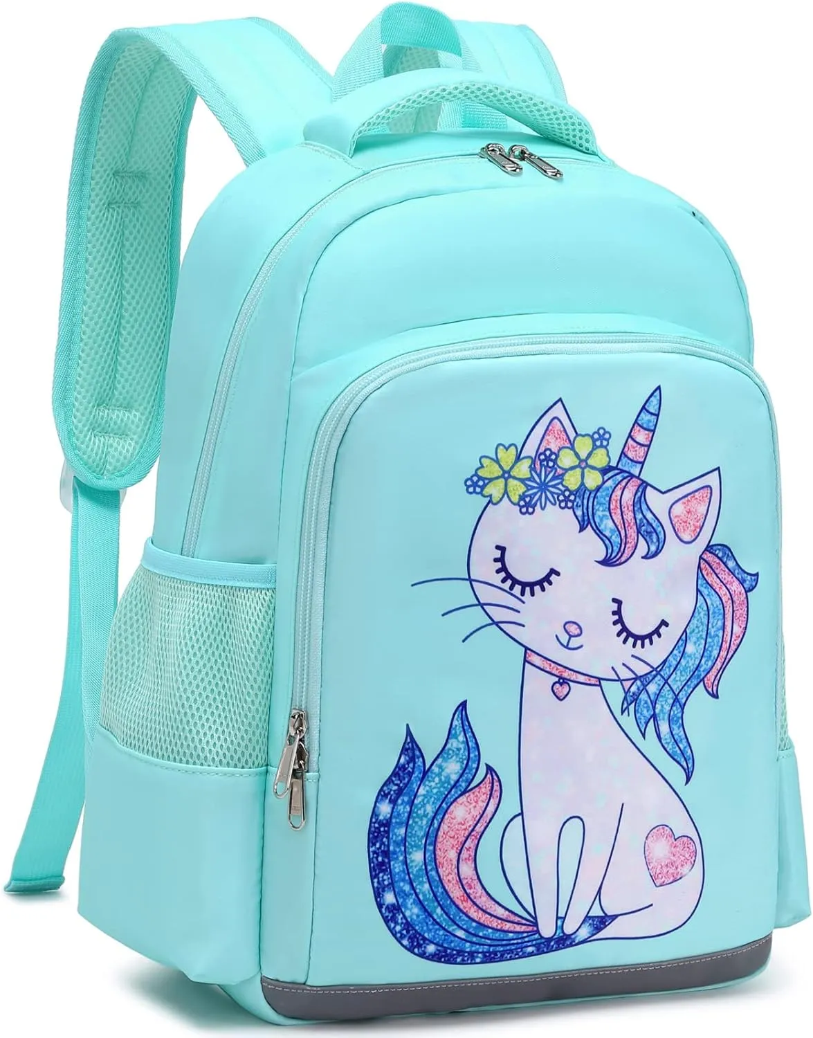 JIANYA Kids Backpack for Girls, Preschool Kindergarten School Bag with Lunch Box & Chest Strap, 15" Tall