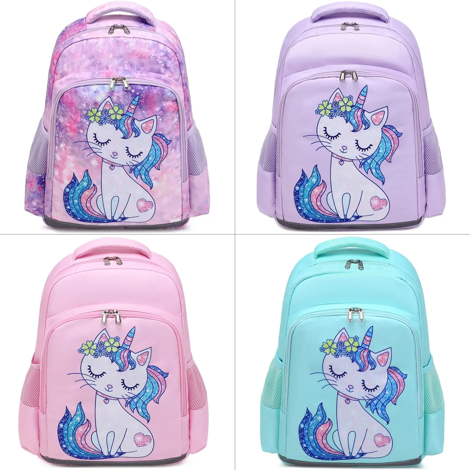 JIANYA Kids Backpack for Girls, Preschool Kindergarten School Bag with Lunch Box & Chest Strap, 15" Tall