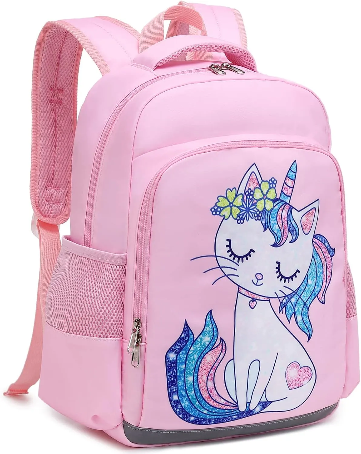 JIANYA Kids Backpack for Girls, Preschool Kindergarten School Bag with Lunch Box & Chest Strap, 15" Tall