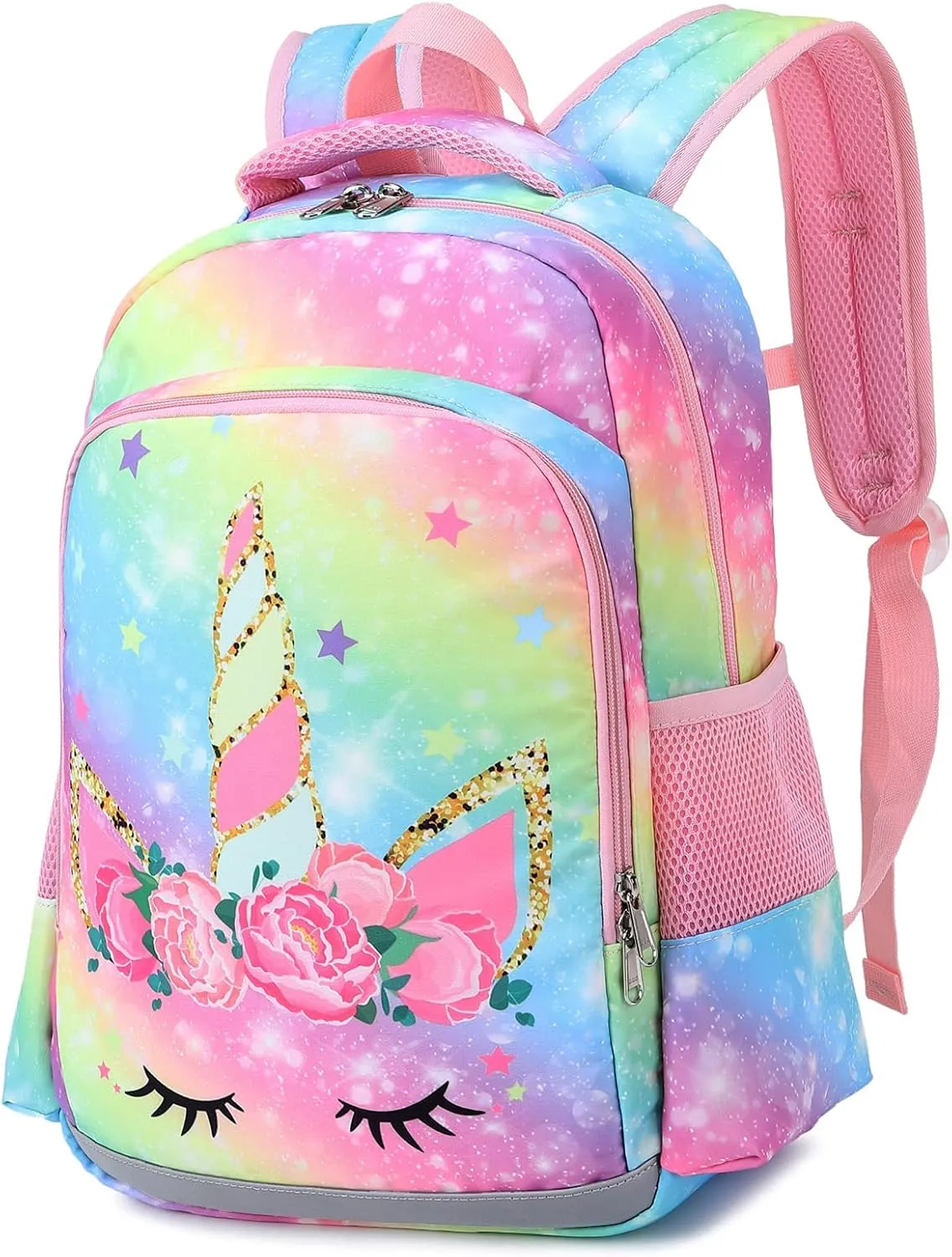 JIANYA Kids Backpack for Girls, Preschool Kindergarten School Bag with Lunch Box & Chest Strap, 15" Tall