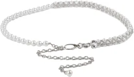 JSEIAJB Pearls with Diamonds Ladies Waist Chain Accessories Women Metal Chain Dress Chain
