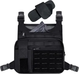 KINGSLONG Tactical Chest Bag, Running Vest Chest Pack for Men Chest Rids Holster Water Resistant EDC Bags