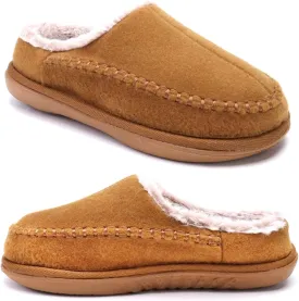 KuaiLu Womens Clog Slippers with Comfy Arch Support Orthotic Plantar Fasciitis Memory Foam Ladies Slippers for Women Winter Warm Slip on Felt Houes Shoes Hard Rubber Sole Khaki size 9