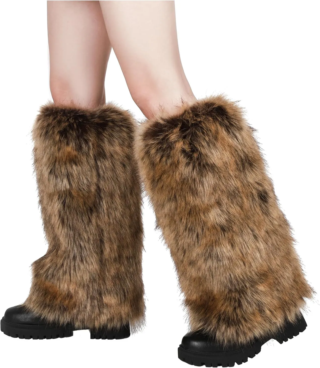 LA CARRIE Women Faux Fur Leg Warmers Long Furry Leg Foot Cuffs Girls Winter Boot Socks